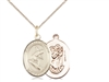Gold Filled St. Christopher/Surfing Pendant, GF Lite Curb Chain, Medium Size Catholic Medal, 3/4" x 1/2"