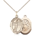 Gold Filled St. Sebastian / Fishing Pendant, GF Lite Curb Chain, Medium Size Catholic Medal, 3/4" x 1/2"
