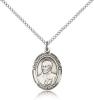 Sterling Silver St. Ignatius of Loyola Pendant, Sterling Silver Lite Curb Chain, Medium Size Catholic Medal, 3/4" x 1/2"