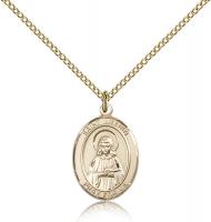 Gold Filled St. Lillian Pendant, Gold Filled Lite Curb Chain, Medium Size Catholic Medal, 3/4" x 1/2"