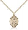 Gold Filled St. Placidus Pendant, Gold Filled Lite Curb Chain, Medium Size Catholic Medal, 3/4" x 1/2"