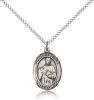 Sterling Silver St. Placidus Pendant, Sterling Silver Lite Curb Chain, Medium Size Catholic Medal, 3/4" x 1/2"