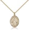Gold Filled Our Lady of Peace Pendant, Gold Filled Lite Curb Chain, Medium Size Catholic Medal, 3/4" x 1/2"