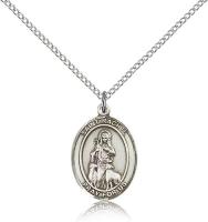 Sterling Silver St. Rachel Pendant, Sterling Silver Lite Curb Chain, Medium Size Catholic Medal, 3/4" x 1/2"