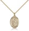 Gold Filled St. Aaron Pendant, Gold Filled Lite Curb Chain, Medium Size Catholic Medal, 3/4" x 1/2"