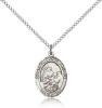 Sterling Silver St. Bernard of Montjoux Pendant, Sterling Silver Lite Curb Chain, Medium Size Catholic Medal, 3/4" x 1/2"