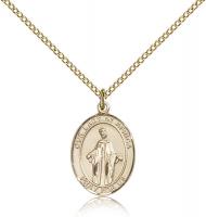 Gold Filled Our Lady of Africa Pendant, Gold Filled Lite Curb Chain, Medium Size Catholic Medal, 3/4" x 1/2"