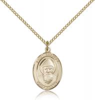 Gold Filled St. Sharbel Pendant, Gold Filled Lite Curb Chain, Medium Size Catholic Medal, 3/4" x 1/2"