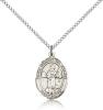 Sterling Silver St. Isidore the Farmer Pendant, Sterling Silver Lite Curb Chain, Medium Size Catholic Medal, 3/4" x 1/2"
