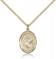 Gold Filled Our Lady of Mercy Pendant, Gold Filled Lite Curb Chain, Medium Size Catholic Medal, 3/4" x 1/2"