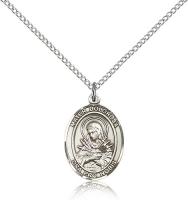 Sterling Silver Mater Dolorosa Pendant, Sterling Silver Lite Curb Chain, Medium Size Catholic Medal, 3/4" x 1/2"