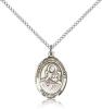 Sterling Silver St. Lidwina of Schiedam Pendant, Sterling Silver Lite Curb Chain, Medium Size Catholic Medal, 3/4" x 1/2"
