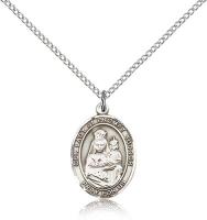 Sterling Silver Our Lady of Prompt Succor Pendant, Sterling Silver Lite Curb Chain, Medium Size Catholic Medal, 3/4" x 1/2"