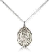 Sterling Silver Our Lady of Olives Pendant, Sterling Silver Lite Curb Chain, Medium Size Catholic Medal, 3/4" x 1/2"