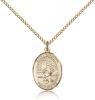 Gold Filled St. Rosalia Pendant, Gold Filled Lite Curb Chain, Medium Size Catholic Medal, 3/4" x 1/2"
