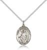 Sterling Silver St. Anthony of Egypt Pendant, Sterling Silver Lite Curb Chain, Medium Size Catholic Medal, 3/4" x 1/2"