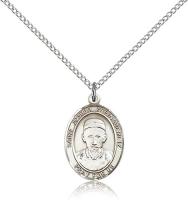 Sterling Silver St. Joseph Freinademetz Pendant, Sterling Silver Lite Curb Chain, Medium Size Catholic Medal, 3/4" x 1/2"
