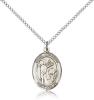 Sterling Silver St. Kenneth Pendant, Sterling Silver Lite Curb Chain, Medium Size Catholic Medal, 3/4" x 1/2"