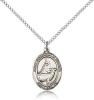 Sterling Silver St. Catherine of Sweden Pendant, Sterling Silver Lite Curb Chain, Medium Size Catholic Medal, 3/4" x 1/2"