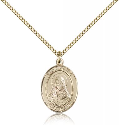 Gold Filled St. Rafta Pendant, Gold Filled Lite Curb Chain, Medium Size Catholic Medal, 3/4" x 1/2"