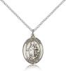 Sterling Silver St. Clement Pendant, Sterling Silver Lite Curb Chain, Medium Size Catholic Medal, 3/4" x 1/2"