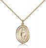 Gold Filled Virgin of the Globe Pendant, Gold Filled Lite Curb Chain, Medium Size Catholic Medal, 3/4" x 1/2"