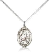 Sterling Silver Our Lady of Grapes Pendant, Sterling Silver Lite Curb Chain, Medium Size Catholic Medal, 3/4" x 1/2"