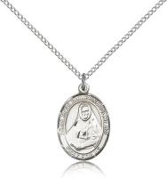 Sterling Silver St. Rose Philippine Pendant, Sterling Silver Lite Curb Chain, Medium Size Catholic Medal, 3/4" x 1/2"