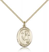 Gold Filled St. Regis Pendant, GF Lite Curb Chain, Medium Size Catholic Medal, 3/4" x 1/2"