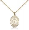 Gold Filled St. Theodore Guerin Pendant, GF Lite Curb Chain, Medium Size Catholic Medal, 3/4" x 1/2"