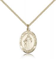 Gold Filled Our Lady of Knots Pendant, GF Lite Curb Chain, Medium Size Catholic Medal, 3/4" x 1/2"