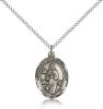 Sterling Silver Our Lady of Assumption Pendant, SS Lite Curb Chain, Medium Size Catholic Medal, 3/4" x 1/2"
