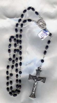 Black Oval Cocoa Bead Rosary/Large Crucifix 207BK