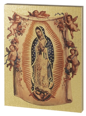 OUR LADY OF GUADALUPE LARGE GOLD EMBOSSED PLAQUE 520-221