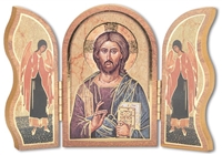 Gold Embossed Wood Christ the Teaching Triptych/Plaque 1205.141