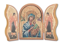 Gold Embossed Wood Our Lady of Perpetual Help Triptych 1205.208