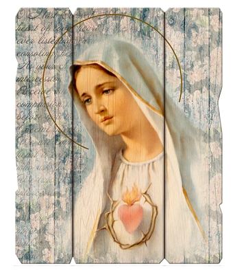 Immaculate Heart of Mary Small Wood Plaque 2548-214