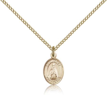 Gold Filled St. Blaise Pendant, Gold Filled Lite Curb Chain, Small Size Catholic Medal, 1/2" x 1/4"