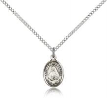 Sterling Silver St. Frances Cabrini Pendant, Sterling Silver Lite Curb Chain, Small Size Catholic Medal, 1/2" x 1/4"