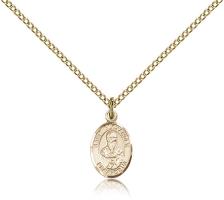 Gold Filled St. Alexander Sauli Pendant, Gold Filled Lite Curb Chain, Small Size Catholic Medal, 1/2" x 1/4"