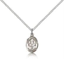 Sterling Silver St. Alexander Sauli Pendant, Sterling Silver Lite Curb Chain, Small Size Catholic Medal, 1/2" x 1/4"