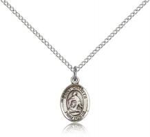 Sterling Silver St. Charles Borromeo Pendant, Sterling Silver Lite Curb Chain, Small Size Catholic Medal, 1/2" x 1/4"