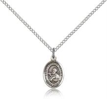 Sterling Silver St. Francis Xavier Pendant, Sterling Silver Lite Curb Chain, Small Size Catholic Medal, 1/2" x 1/4"