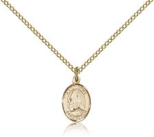 Gold Filled St. Emily de Vialar Pendant, Gold Filled Lite Curb Chain, Small Size Catholic Medal, 1/2" x 1/4"