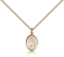 Gold Filled St. Isidore of Seville Pendant, Gold Filled Lite Curb Chain, Small Size Catholic Medal, 1/2" x 1/4"