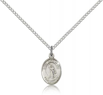 Sterling Silver St. Joan of Arc Pendant, Sterling Silver Lite Curb Chain, Small Size Catholic Medal, 1/2" x 1/4"