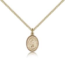 Gold Filled St. John the Baptist Pendant, Gold Filled Lite Curb Chain, Small Size Catholic Medal, 1/2" x 1/4"