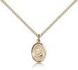 Gold Filled St. John Bosco Pendant, Gold Filled Lite Curb Chain, Small Size Catholic Medal, 1/2" x 1/4"