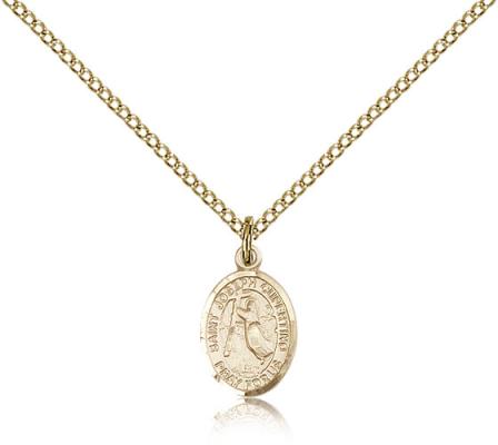 Gold Filled St. Joseph Of Cupertino Pendant, Gold Filled Lite Curb Chain, Small Size Catholic Medal, 1/2" x 1/4"