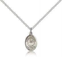 Sterling Silver St. Lawrence Pendant, Sterling Silver Lite Curb Chain, Small Size Catholic Medal, 1/2" x 1/4"